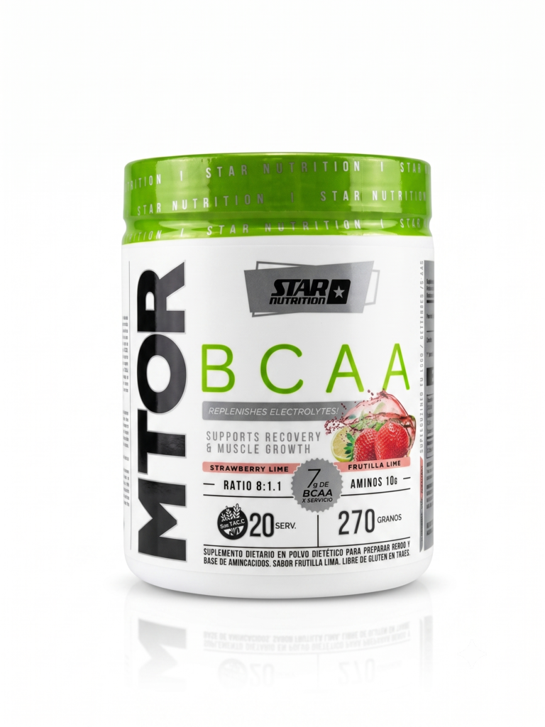 BCAA aminoácidos encadenados Star Nutrition - MTOR BCAA Frutilla Lime