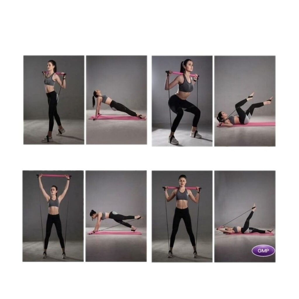 Barra con bandas lateral para ejercicio  de pilates
