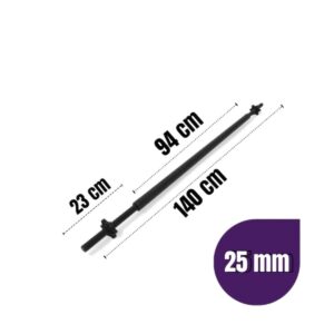 Barra hueca 1.40mt pvc revestido en goma con rosca 25mm